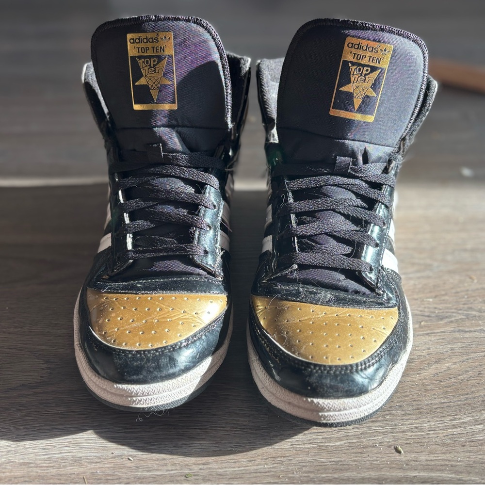 Adidas Top Ten Black and Gold High-Tops